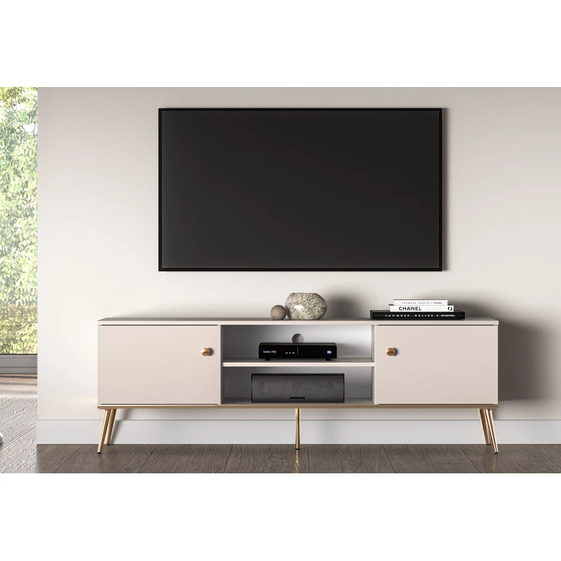 TV-Ständer LUNA - beige / gold