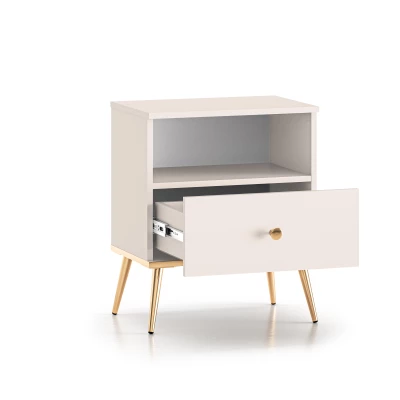 LUNA Nachttisch - beige / gold