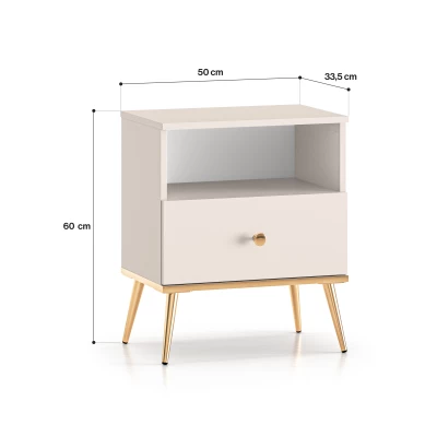 LUNA Nachttisch - beige / gold