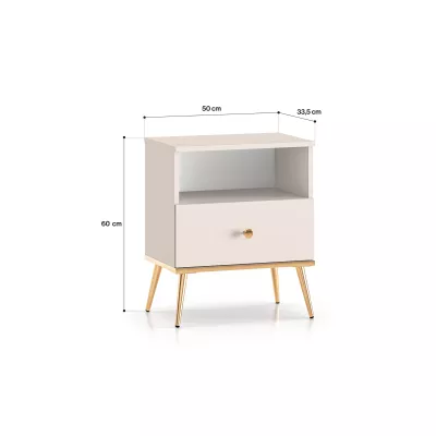 LUNA Nachttisch - beige / gold