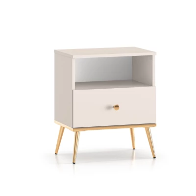 LUNA Nachttisch - beige / gold