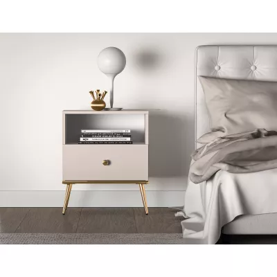 LUNA Nachttisch - beige / gold