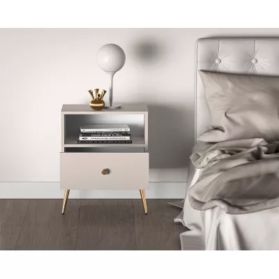 LUNA Nachttisch - beige / gold