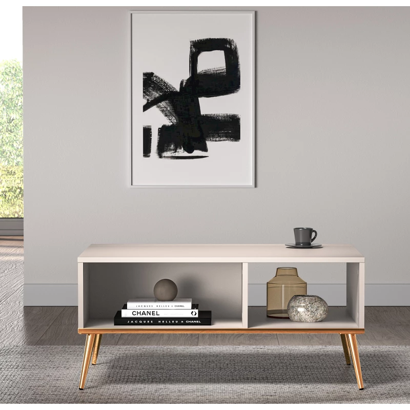 LUNA Couchtisch - beige / gold
