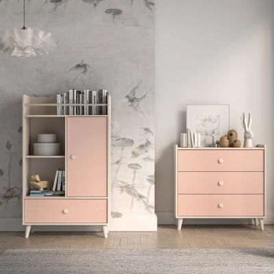Kinderzimmerkommode OLIVIA - beige/rosa