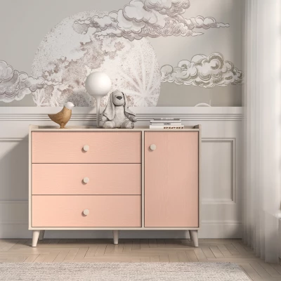 Kinder-Kombikommode OLIVIA - beige/rosa