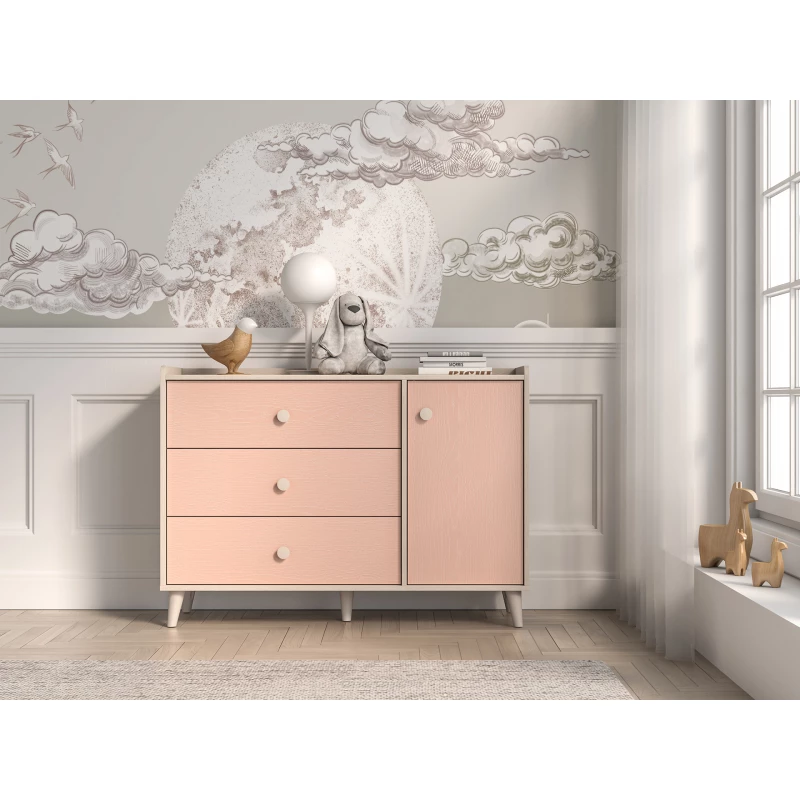 Kinderkommode OLIVIA - beige/rosa