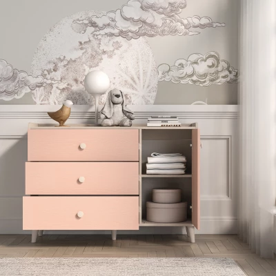 Kinderkommode OLIVIA - beige/rosa