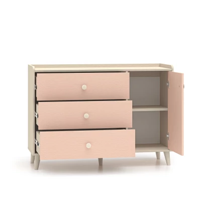 Kinderkommode OLIVIA - beige/rosa