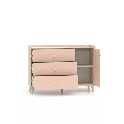 Kinder-Kombikommode OLIVIA - beige/rosa