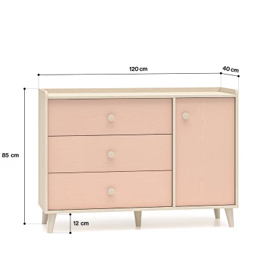 Kinder-Kombikommode OLIVIA - beige/rosa