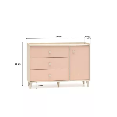 Kinder-Kombikommode OLIVIA - beige/rosa