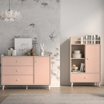 Kinder-Kombikommode OLIVIA - beige/rosa