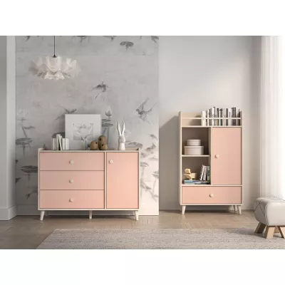 Kinderkommode OLIVIA - beige/rosa