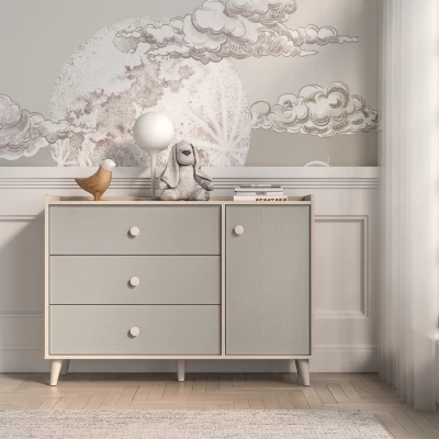 Kombinierte Kinderkommode OLIVIA - beige / grau