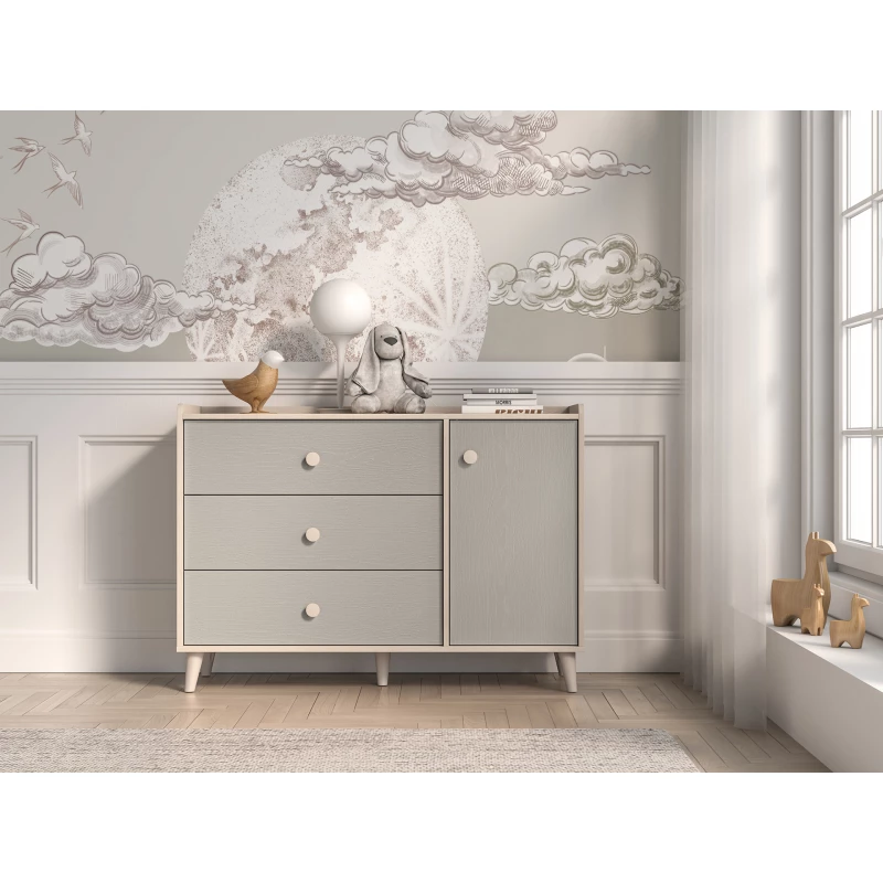 Kombinierte Kinderkommode OLIVIA - beige / grau