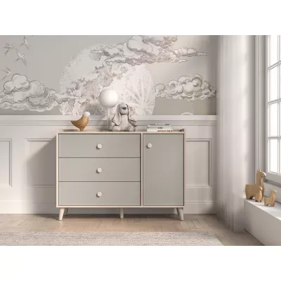 Kombinierte Kinderkommode OLIVIA - beige / grau