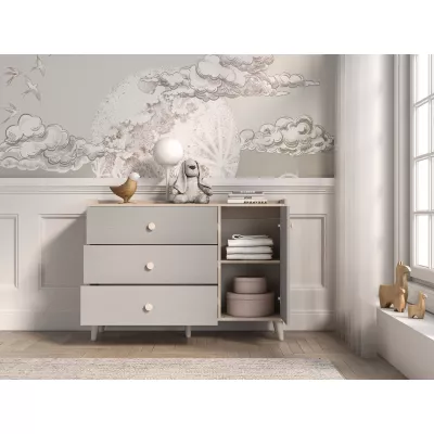 Kombinierte Kinderkommode OLIVIA - beige / grau