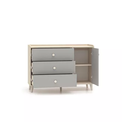 Kombinierte Kinderkommode OLIVIA - beige / grau