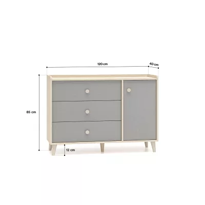 Kombinierte Kinderkommode OLIVIA - beige / grau