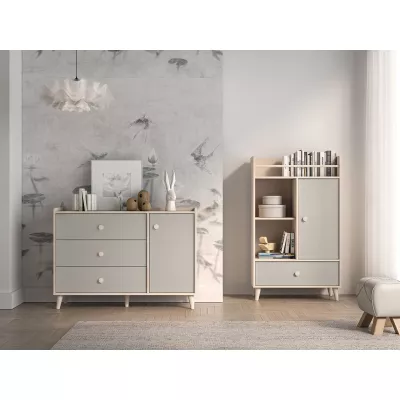 Kombinierte Kinderkommode OLIVIA - beige / grau