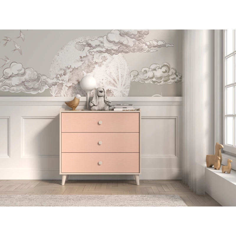 Kinderkommode OLIVIA – beige/rosa