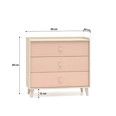 Kinderkommode OLIVIA – beige/rosa