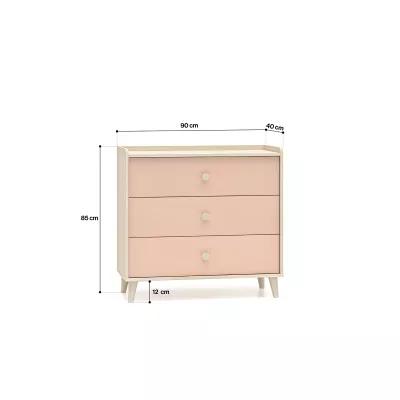 Kinderkommode OLIVIA – beige/rosa