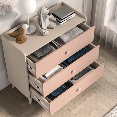 Kinderkommode OLIVIA – beige/rosa