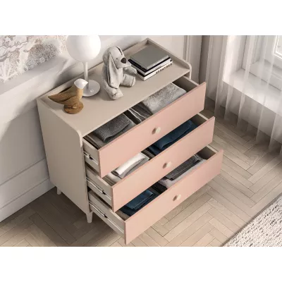 Kinderkommode OLIVIA – beige/rosa