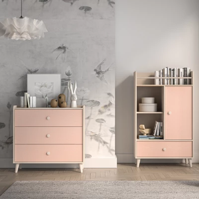 Kinderkommode OLIVIA – beige/rosa