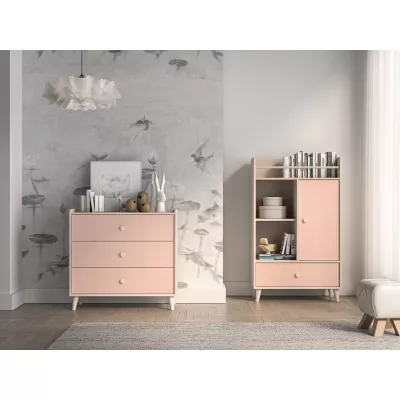 Kinderkommode OLIVIA – beige/rosa