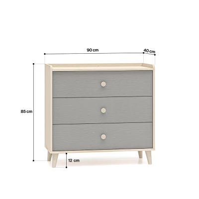 Kinderkommode OLIVIA – beige/grau