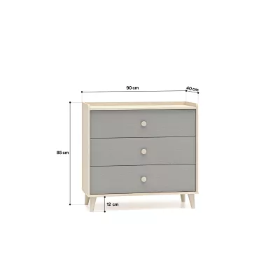 Kinderkommode OLIVIA – beige/grau