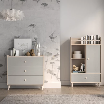 Kinderkommode OLIVIA – beige/grau