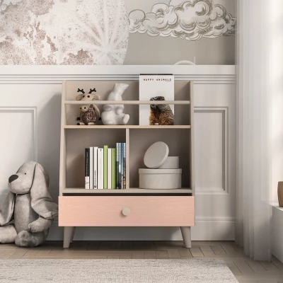 Regal mit Schublade fürs Kinderzimmer OLIVIA - beige/rosa