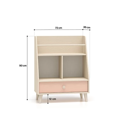 Regal mit Schublade fürs Kinderzimmer OLIVIA - beige/rosa