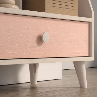 Regal mit Schublade fürs Kinderzimmer OLIVIA - beige/rosa