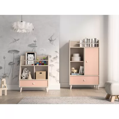Regal mit Schublade fürs Kinderzimmer OLIVIA - beige/rosa