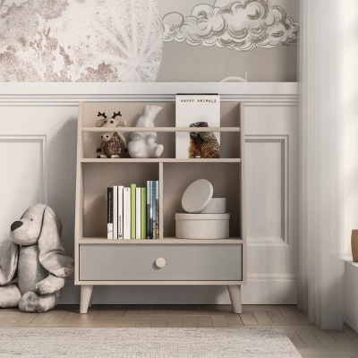 Regal mit Schublade für Kinderzimmer OLIVIA - beige/grau