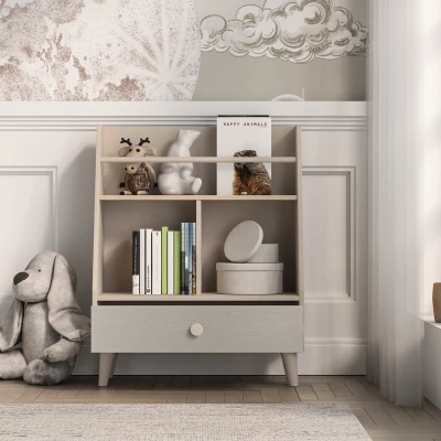 Regal mit Schublade für Kinderzimmer OLIVIA - beige/grau