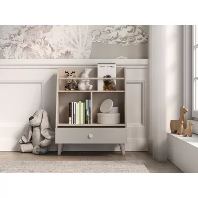 Regal mit Schublade für Kinderzimmer OLIVIA - beige/grau