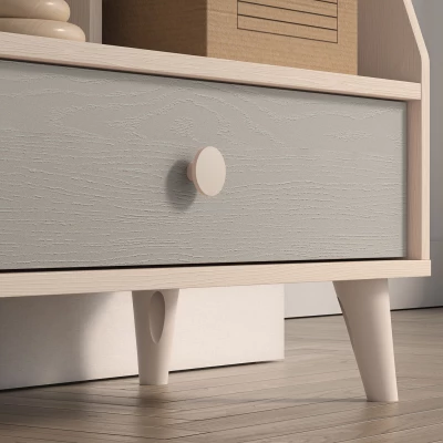 Regal mit Schublade für Kinderzimmer OLIVIA - beige/grau