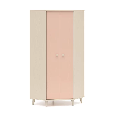 Eckkleiderschrank 80 cm für Kinderzimmer OLIVIA - beige/rosa