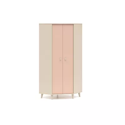 Eckkleiderschrank 80 cm für Kinderzimmer OLIVIA - beige/rosa