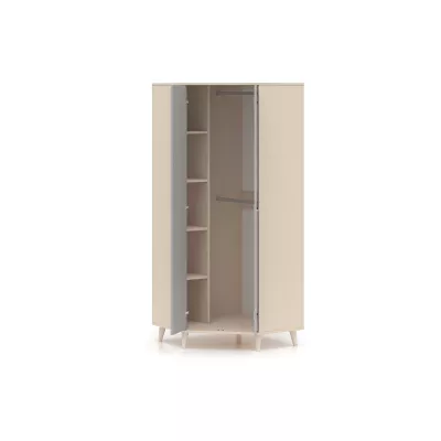 Eckkleiderschrank 80 cm für Kinderzimmer OLIVIA - beige/grau