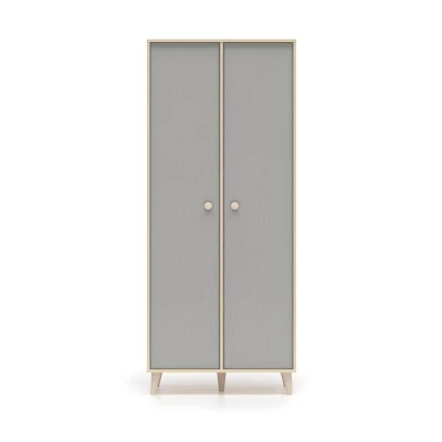 Zweitüriger Kleiderschrank 80 cm für Kinderzimmer OLIVIA - beige/grau