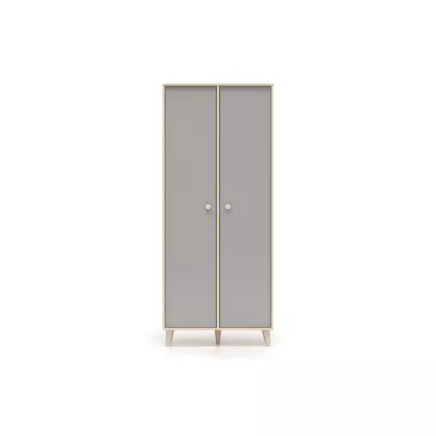 Zweitüriger Kleiderschrank 80 cm für Kinderzimmer OLIVIA - beige/grau