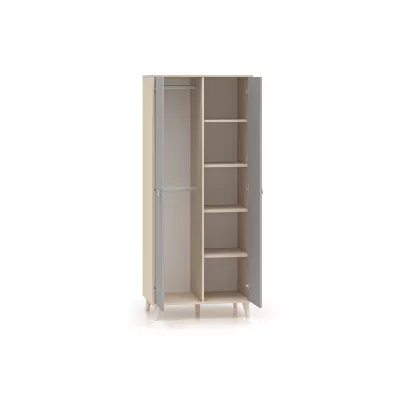Zweitüriger Kleiderschrank 80 cm für Kinderzimmer OLIVIA - beige/grau