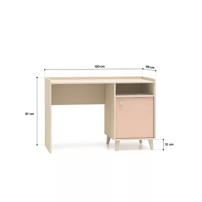 Kinderschreibtisch OLIVIA – beige/rosa